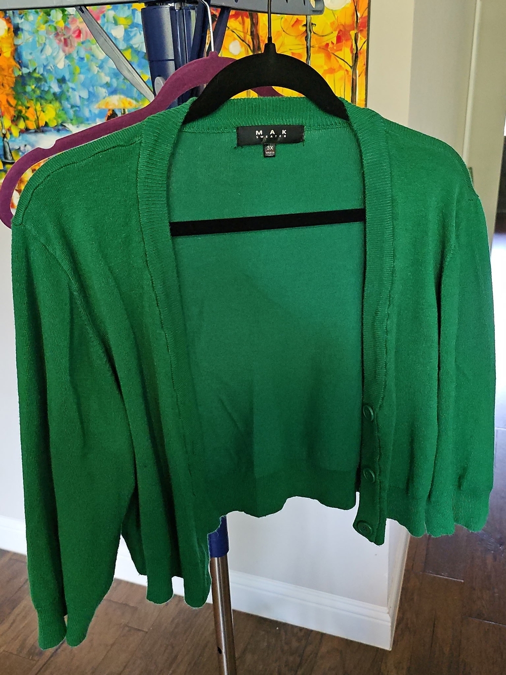 Emerald Green Cropped Button-Front Cardigan #3